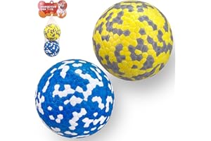 FONPOO Super elastyczna piłka do psa, zabawka dla psów niezniszczalna z najnowszych materiałów, Interaktywna zabawka wodna dla małych i średnich psów (Żółty+niebieski)