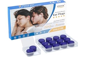 EXGOX Lot De 7 Paires De Bouchons D'oreille En Silicone Anti-bruit Réutilisables Pour La Natation, Le Travail, L'avion, Snr27db (Bleu Foncé)