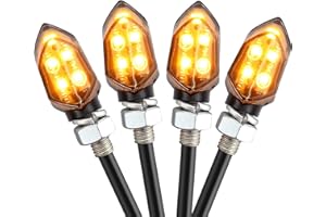 AUTTGINN 12V LED Smoked Motorrad Blinker 5 LEDs Mini Blinker Lauflicht Motorradblinker 4 Stück IP65 E-Prüfzeichen Bernstein
