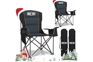 OVERMONT 204kg Oversized Camping Folding Chair for Adults with Cooler Bag & Carry Bag-Heavy Duty Lawn Chair with Cup Holder Support 450 LBS with High Back Comfy for Garden Picnic Beach