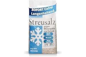OPPENHÄUSER Road Salt 5 kg: Instant Ice-Free & Long-Lasting, Defrosting Salt Against Smooth Ice, Winter Litter for Safe Walkways, Driveways & Parking Spaces, Grain Class M, DIN EN 16811-1, Premium Quality