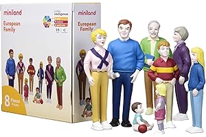 Miniland Miniland27395 Lot de 8 Figurines de Famille européenne