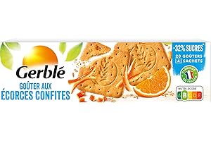 Gerblé Goûters aux Écorces Confites – Saveur agrumes, très pauvres en sel, sans conservateurs, riches en fibres, 4 pochons, 360g