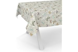 ANRO Tovaglia cerata, lavabile, per giardino, impermeabile, 100 x 140 cm, con bordo tagliato, motivo farfalle