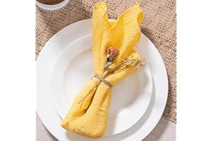 MLMW Golden Yellow Cloth Napkins Set of 10 Summer Napkins Linen Washable 41 x 41 cm for Wedding Party Baby Shower Bridal Shower Birthday Table Decorations