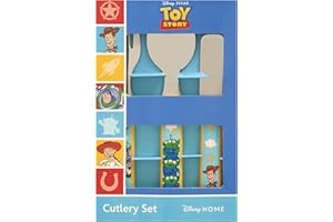 DISNEY Toy Story Playtime 3 Piece Cutlery Set – Metal, Reusable Children's Knife, Fork & Spoon, Kids-Size, Made from Food-Safe Stainless Steel & ABS Plastic – for 36 Months & Up