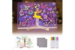 ‎LUSTALED Lustaled LED Notiztafel mit Farben,Acryl Notiztafel mit 7-Farben-Stift,30x20CM mit Ständer LED-Schreib-Magiktafel für Kinder,Kunstnotiztafel für Büro Schule Haus Cafe
