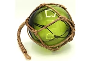 YAMOOCO Sea-Club Fischerkugel Maritime Deko Glas & Tauwerk/Sisal Ø=15cm grün