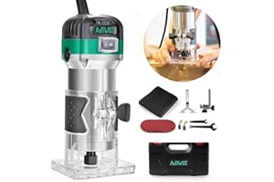AUTIWOZ Compact Palm Router Tool，Electric Wood Hand Trimmer 600W with 6 Variable Speed 10000-3000 RPM, 1/4" Collet Wood Routers for Woodworking,Used with1/4 Shank Router Bits (Not Included)