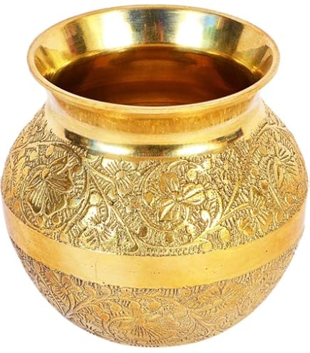 Small Brass Kalash Lota Pot Utensil Drinkware for Pooja Puja decoration Purpose for Temple Home office Pure Copper Vessel Lota Kalash Pooja Puja Item Home Decorations for Home House Gifts Size:- 3