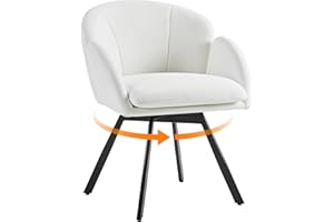 Yaheetech Sedia Imbottita da Pranzo in Velluto Poltrona da Salotto a Forma di Fiore a Girevole a 360° Poltrocina con Cuscino Rimovibile per Cucina Sala Camera da Letto 57 × 61 × 75 cm Bianco