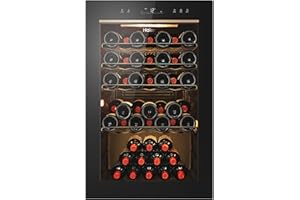 Haier - Cave à Vin 49 Bouteilles - 1 Porte - Classe Énergétique F - Froid Statique - Noire - 82 x 49,7 x 58,5 cm - Modèle HWS49GAE