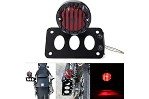 KEEPDSGN Moto Feu Arrière Feux Stop Lumière de Frein Grille Tail Support de Plaque d'immatriculation Arrière Feu Stop avec Support pour Sportster Bobber Dyna Chopper Cruiser Custom Bike Cafe Racer.