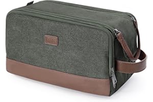 WANDF Neceser de Viaje para Hombre Impermeable, Bolsa de Aseo con Múltiples Compartimentos, Organizador para Afeitadora, Artículos de Higiene y Cosmética, Ideal para Viajes, Gimnasio o Trabajo, Verde