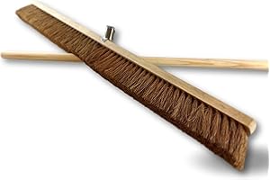Balai d'atelier Type cantonnier | Piste Extérieur | Longueur 100 cm | Garnissage Brosse Fibre Coco Naturel | Semelle Bois | Douille métal boulonnée Ø 28 mm | avec Manche | Kibros 2090M