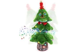 Aceshop 14" Albero di Natale Giocattoli di Peluche con Musica e Luci Giocattolo di Peluche Che Canta e Balla Addobbi Natalizi Bambola di Pezza per Il Regalo dei Bambini Decorazioni Natalizie