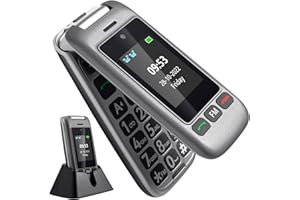 artfone Téléphone Portable Senior Débloqué 4G LTE Clapet avec Grandes Touches Big Volume Bouton SOS Double écran de 2,4 Pouces et 1,77 Pouces Haut-Parleur de Boîte Batterie 1000mAh D6 Flip Noir