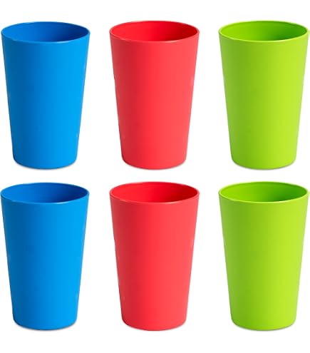 Worephu Set di 6 bicchieri in plastica riutilizzabili, 350 ml, per bevande calde e fredde, lavabili in lavastoviglie e adatti al microonde, per latte, caffè, acqua, birra, succhi di frutta, feste