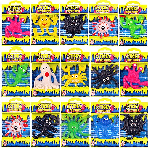 German Trendseller® - 12 x Schleimige Glibber Monster ┃ Halloween ┃ Viele Farben ┃ Sticky ┃ Mitgebsel ┃ Partygag ┃ Diese Schleimfiguren bleiben überall Kleben