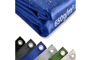 Jago® Telo Impermeabile - 4 x 8 m, PVC 650 g/m², Impermeabile, Antipioggia, con Occhielli, Blu - Telo Copritutto Occhiellato, Copertura, Telone Protettivo da Esterno, Legna, Campeggio