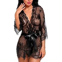 Kimono Donna Sexy In Pizzo | Vestaglia Trasparente | Copricostume Spiaggia - Foto 6