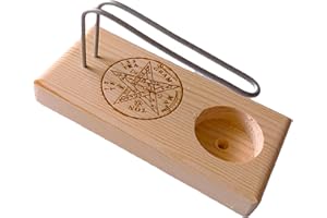 YA-DECOREGALOS Soporte Quemador de Madera Hecho artesanalmente, Simbolo TETRAGRAMATON, Varillas metalicas, Soporte metalico, Este simbolo actúa como equilibrador de Las Fuerzas y energías