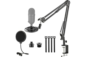 Rigych Razer Seiren V2 X Supporto Microfono Regolabile, Braccio per Microfono Supporto a Sospensione da Tavolo con Filtro Pop, Heavy C Clamp Tavolo,Ragno Anti Shock, per Razer Seiren V2 X Microfono