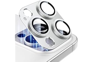 Esanik Pack of 2 Camera Protection for iPhone 16 Pro/iPhone 16 Pro Max Camera Protection, Aluminium Alloy Lens Protection, Camera Screen Protector, White Titanium