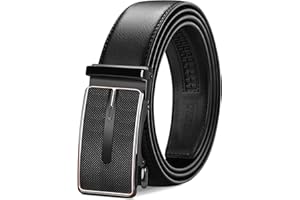 TANGCHAO Cintura Uomo, Cintura a Cricchetto da Uomo in Pelle con Fibbia Scorrevole Automatica 35mm, Trim Regolabile per Adattars