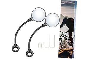 LEXICANMHS Lot de 2 rétroviseurs de vélo HD rotatifs à 360° et pliables - Rétroviseurs de vélo pour guidon de 17,4 à 22 mm - Rétroviseur gauche pour vélo électrique, VTT, vélo de route