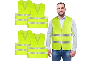 AYBUY Gilet de Sécurité,Gilet Réfléchissant, Gilet Vert Fluorescent Haute Visibilit, Gilet de Sécurité Avec Bandes Réfléchissantes pour la Course à Pied le Vélo la Moto et Travail