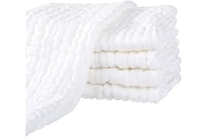 ‎YOOFOSS Yoofoss Mullwindeln Spucktücher 5er Set 65x65 cm Mulltücher 100% Baumwolle Stoffwindeln Saugstark Faltwindeln für Baby Premium Qualität Weiß
