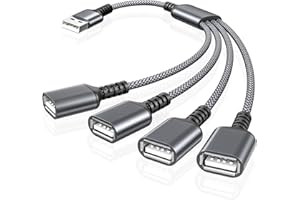 BASESAILOR USB Splitter 1 In 4 Out 0.3M,USB Y Cable,USB A 2.0 Male to Four Female Extension Cord Adapter,Multi Multiport 4 Port Extender Hub,Double Dual Data Power Charger Split For Car,Xbox,PS4,PS5