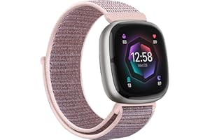 AVOD Runostrich Nylonowe paski na rzep, kompatybilne z Fitbit Versa 3/Fitbit Sense, miękki, oddychający, sportowy, regulowany, wymienny pasek, damskie i męskie akcesoria na nadgarstek, różowy piasek (Pink Sand)