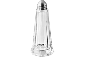 Fackelmann FM Professional Azucarero, Salero, Pimentero de Cocina con Tapa, Capacidad 40 ml, Recipiente de Cristal, Transparente y Plateado, 4,5x4,5x11cm, 1 ud.