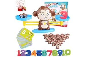 FUNMO Maths de Balance, 65 Pièces Apprentissage des mathématiques Jeu Monkey Math, Jouet Mathématique, Singe Jeu Match Math Balancing échelle Jouet éducatif Mathematic Outil Jouet éducatif Cadeau de Noël