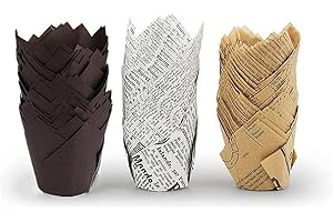 GENERIC Cajas de cupcakes, 150 piezas de tulipán Cupcakes Tazas de papel para hornear para cumpleaños, bodas, fiestas de ducha de bebé