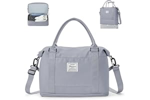 WEPLAN Bolsa de Viaje 40x20x25 Ryanair Maletas de Viaje Bolso de Viaje para Mujer Avion Bolsa de Mano Equipaje Bolsas de Deporte Bolsa de Gimnasio con Compartimento de Zapatos Duffle Bag,Gris