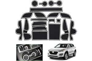 GAFAT 2015-2020 Hyunda-i Tucson (Automatic Transmission) Non-Slip Car Mats, Rubber Mats for Centre Console, Cup Holder, Door Seam (White)