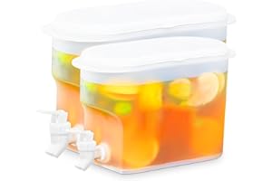 TARRAPU Twin Pack 3.5L Drink Dispensers with Tap: Plastic Juice Dispenser with Tap, Iced Drink Liquid Storage, Perfect for Summer Drinks, Cocktails or Soft Drinks, Cold Water or Milk Dispenser for Fridges