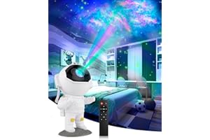 CHEDUX Lámpara Proyector Astronauta Galaxia, Luz Nocturna con Nebulosa, Lámpara Estrellada para Dormitorio y Proyector de Techo, con cronómetro y proyector remoto, navideños Regalos para niños y Adultos