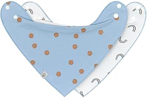 LÄSSIG Baby Lätzchen Halstuch Dreieckstücher Set 2 Stk. Bio-Baumwolle Druckknopf wendbar/Baby Bandana Happy Rascals Smile