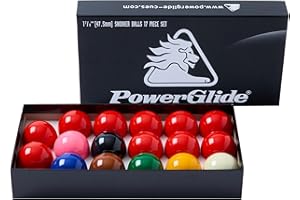PowerGlide Snooker Ball Set | Tournament | 10 Or 15 Reds Plus Colours & White Cue Ball | Sizes - 1 1/2", 1 3/4", 1 7/8", 2" Or 2 1/16" | Boxed