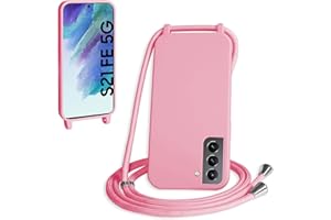 WenBaby Handykette für Samsung Galaxy S21 FE Hülle mit Band,Handyhülle mit Schnur zum Umhängen Silikon Seil Necklace Schutzhülle mit Kordel Tasche Case TPU Bumper für Galaxy S21 FE- Rosa