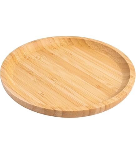 YANGQIHOME Bamboe serveerplaat, ronde houten dienblad, houten dienblad, fruit, brood, saladebord, charcuterie-serveerplank (35 cm