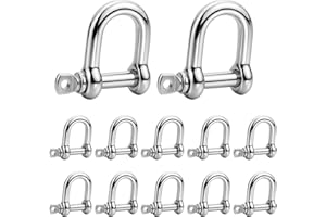 CJMUQHEHH 12 Pièces Manille M4 Manille en Acier Inoxydable 304, Manille de Levage avec Anneau en D, Pour Marine et Fixation, Résistance à la Corrosion, Connexion Sécurisée