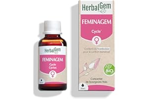 HERBALGEM, Feminagem BIO, Complexe de Gemmothérapie Concentrée, Favorise le confort menstruel, 30 ML