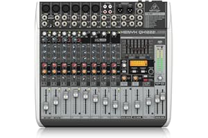 Behringer XENYX QX1222USB Premium 16-Input 2/2-Bus Mixer with XENYX Mic Preamps and Compressors, Klark Teknik Multi-FX Processor, Wireless Option and USB/Audio Interface, Compatible with PC and Mac