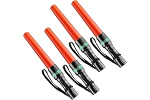 RoadHero 4 Pack Traffic Baton, 11 Inch LED Flashlight, Small Orange Safety Wands, Air Marshaling Wand with 5 Flashing Modes, Night Signal Light for Airport, Parking Directing