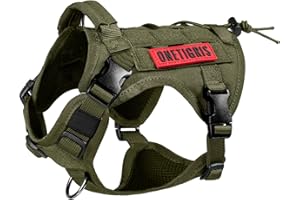 OneTigris uprząż dla psa FIRE WATCHE, taktyczna kamizelka dla psów MOLLE, do szkolenia psa, uprząż nylonowa, 1000D (M, Ranger Green)
